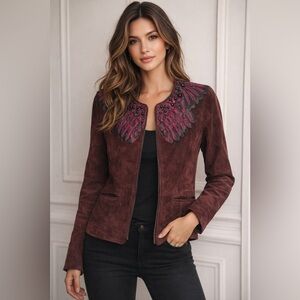 Vintage Pamela McCoy Pink and Purple suede leather jacket